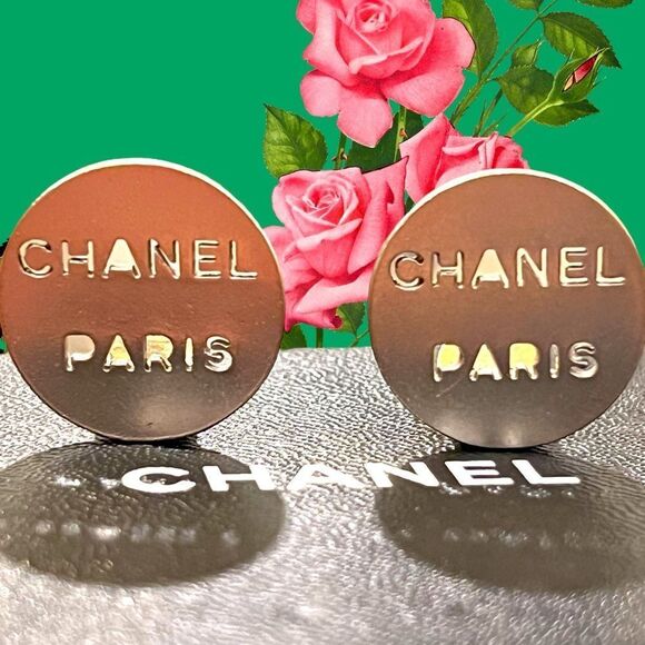Chanel Silver Cutout Logo Earrings - Picture 1 of 6